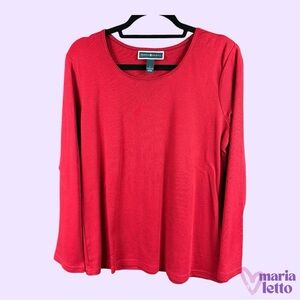 Karen Scott Long Sleeved Top Red, Large, EUC❣️